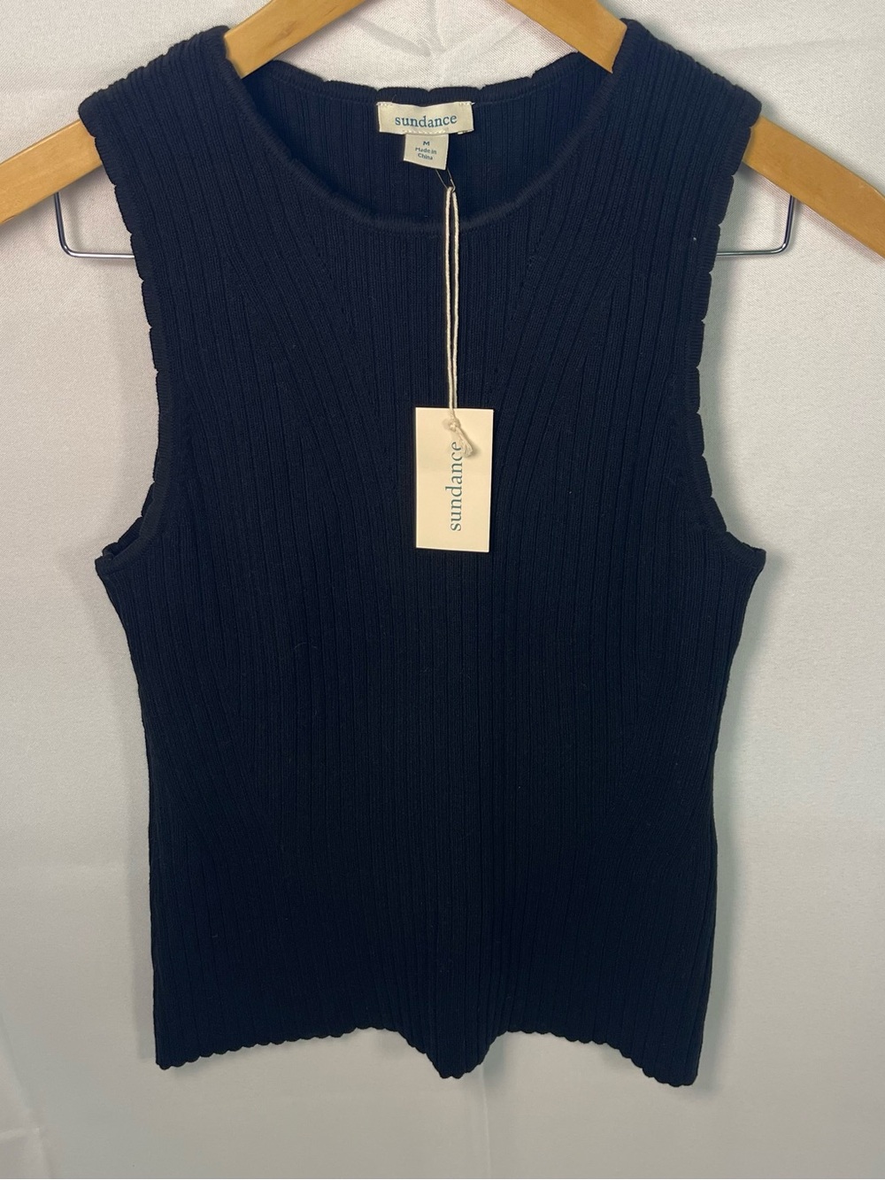 Sundance Black Ribbed Crewneck Tank